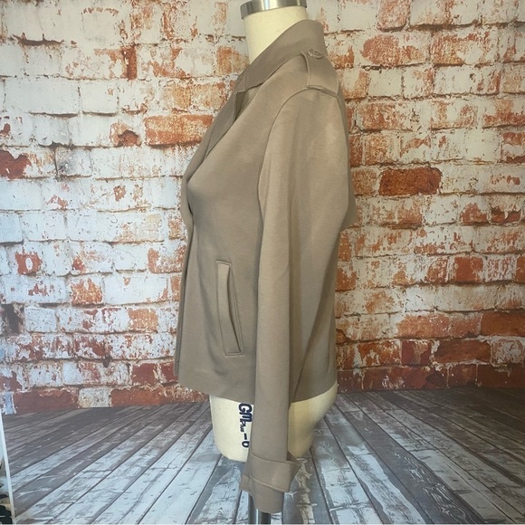 Joie Tan Gray Double Breasted Peacoat Moto Jacket Small S - Picture 6 of 9
